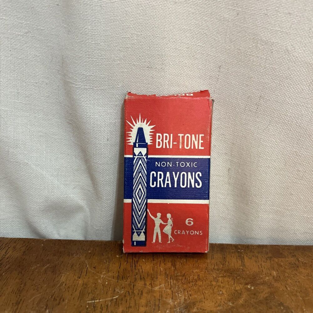 Vintage Imperial Bri-Tone Crayons Original Red Box No. 6 Unused Made In USA